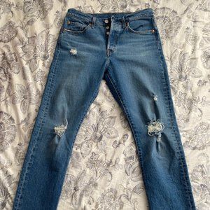 Levi's High Waisted Distressed Jeans